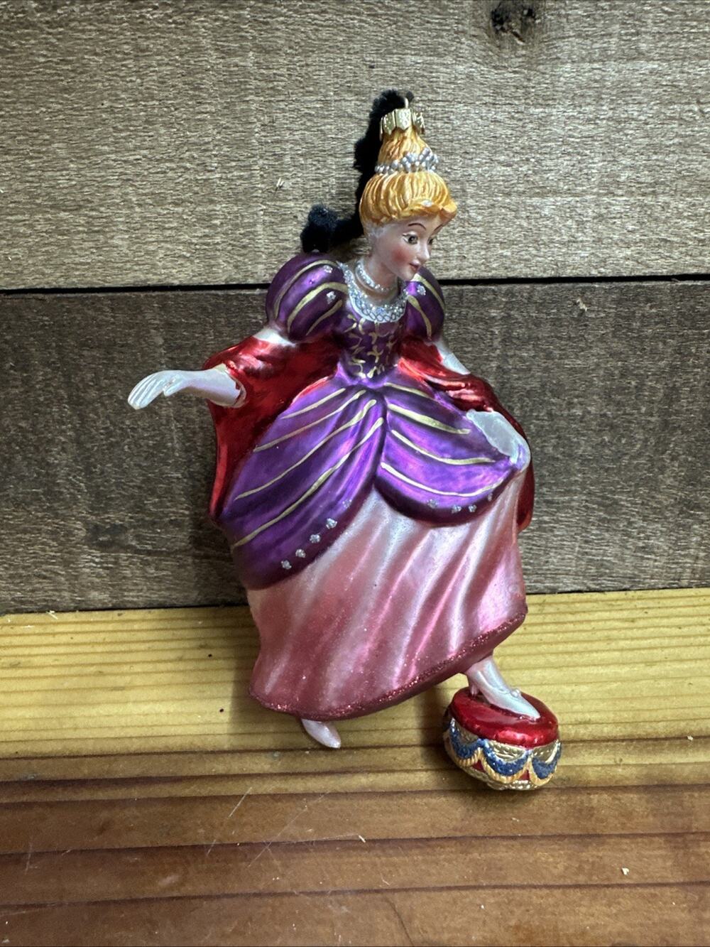 Blown Glass Christmas Tree Ornament Cinderella 6”